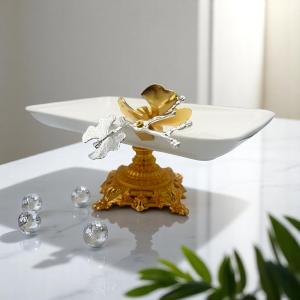 Decorative Ceramic Butterfly Dish on Gold Stand