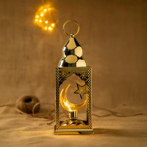 فانوس رمضان بالبطارية مع ضوء على شكل قمر