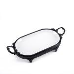 Oval serving tray with a matte black iron base