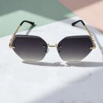 Women's Luxury Rimless Geometric Gradient Sunglasses
