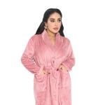 Women's Ultra-Soft Fleece Bathrobe – Textured Plush Robe with Belt & Pockets