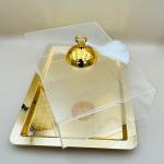 Rectangular Golden Acrylic Dessert Plate