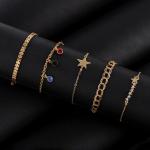 Artificial Triple Charm Gem Drop Bracelet Set