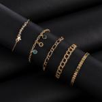 Artificial Textured Double Loop Chain Bracelet Set