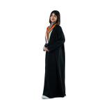 Bold and Modern Color-Blocked Design Abaya with a striking lapel details