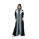 Contemporary Layered Collar Abaya with a unique color-blocking design