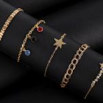 Artificial Triple Charm Gem Drop Bracelet Set