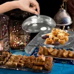 laser-cut dessert plate with glass lid