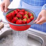 Collapsible Silicone Colander with Handles – Red & Grey