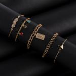 Artificial Triple Gemstone Drop Bracelet Set