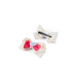 Girl's Heart Accent Double Layer Bow Hair Clip