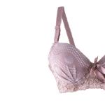Lace Lingerie Set with Patterned Mesh, Underwired Bra, Satin Bow