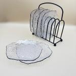 Textured Glass Plate Set with Holder