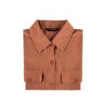 Luxe Texture Button-Front Shirt with Dual Flap Pockets & Classic Collar