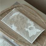 Embroidered Fabric Envelope – Taupe Chrysanthemum Bloom