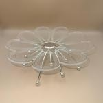 Crystal Acrylic Daisy-Shaped Decorative Serving Stand with Silver Ball Accents
