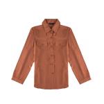 Luxe Texture Button-Front Shirt with Dual Flap Pockets & Classic Collar