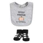Baby Unisex Baby Cotton Bib and Sock Set, Pumpkin Truck