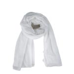 Cotton and Chiffon Scarf with Fine Stitch Edges - Pure White