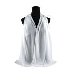 Cotton and Chiffon Scarf with Fine Stitch Edges - Pure White