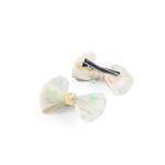 Girl's Bow Hair Clip with Glitter & Pearls