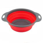 Collapsible Silicone Colander with Handles – Red & Grey