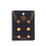 Artificial Snowflake, Round, and Square Stud Earrings Set