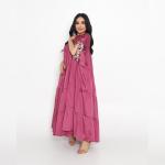 Ruffled Satin Tiered Kaftan
