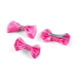 Girl's Elegant Satin Rhinestone Accent Crystal Details Hair Bow Clip