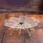 Luxury Floral Acrylic Serving Tray – Gold Accents Metal Legs Large