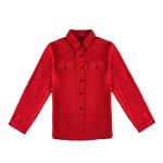 Luxe Texture Button-Front Shirt with Dual Flap Pockets & Classic Collar