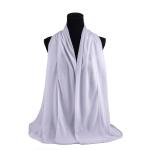 Chiffon and Cotton Scarf with Fine Stitch Edges - White