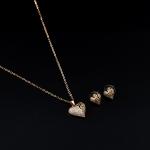 Artificial Heart Mesh Pendant & Stud Earrings Set