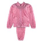 Womwn Zigzag Textured Zippered Furry Winter Pajama Set