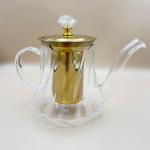 Diamond Knob Glass Teapot with Golden Infuser