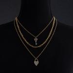 Artificial Locked in Love Triple Layer Necklace Set