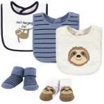 Baby Unisex Baby Cotton Bib and Sock Set, Sloth
