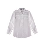 Luxe Texture Button-Front Shirt with Dual Flap Pockets & Classic Collar